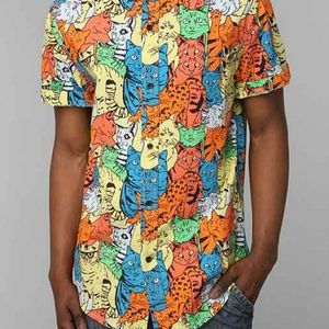 Urban Outiftters Weird Kitty button up size medium.